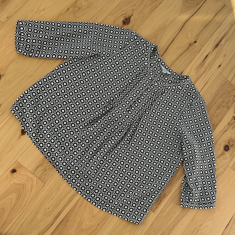 Croft & Barrow White w Black Pattern Long Sleeve Top Size XXL